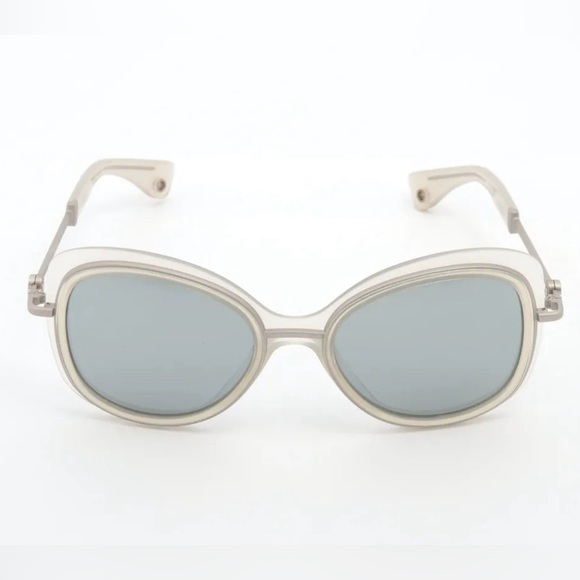 Moncler Meygal Sunglasses Gray Frame With Silver Metal Arms - Picture 2 of 5